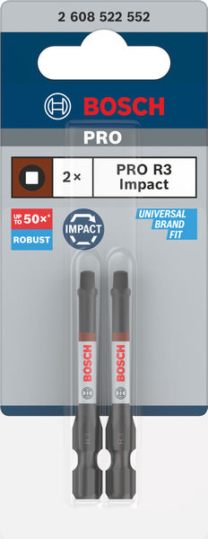 BOSCH PRO Robertson Impact Bit, R3, 55 mm, 2-tlg.