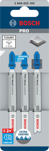 BOSCH PRO Metal medium T121AFC Stichsägeblatt, 92 mm, 3-tlg.
