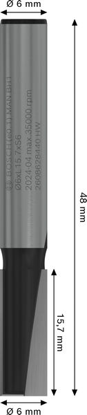 BOSCH PRO Nutfräser, zweischneidig, Ø 6 x L 15,7, Schaft 6 mm BOSCH PRO Nutfräser, zweischneidig, Ø 6 x L 15,7, Schaft 6 mm