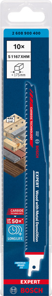 BOSCH EXPERT S1167XHM Wood with Metal Demolition Säbelsägeblatt, 10-tlg.