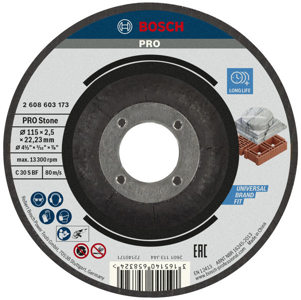 BOSCH PRO Stone Trennscheibe, 115 x 2,5 x 22,23 mm BOSCH PRO Stone Trennscheibe, 115 x 2,5 x 22,23 mm