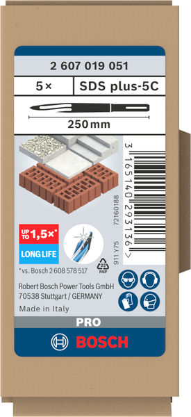 BOSCH PRO SDS plus-5C Spitzmeißel-Set, 250 mm, 5-tlg. BOSCH PRO SDS plus-5C Spitzmeißel-Set, 250 mm, 5-tlg.