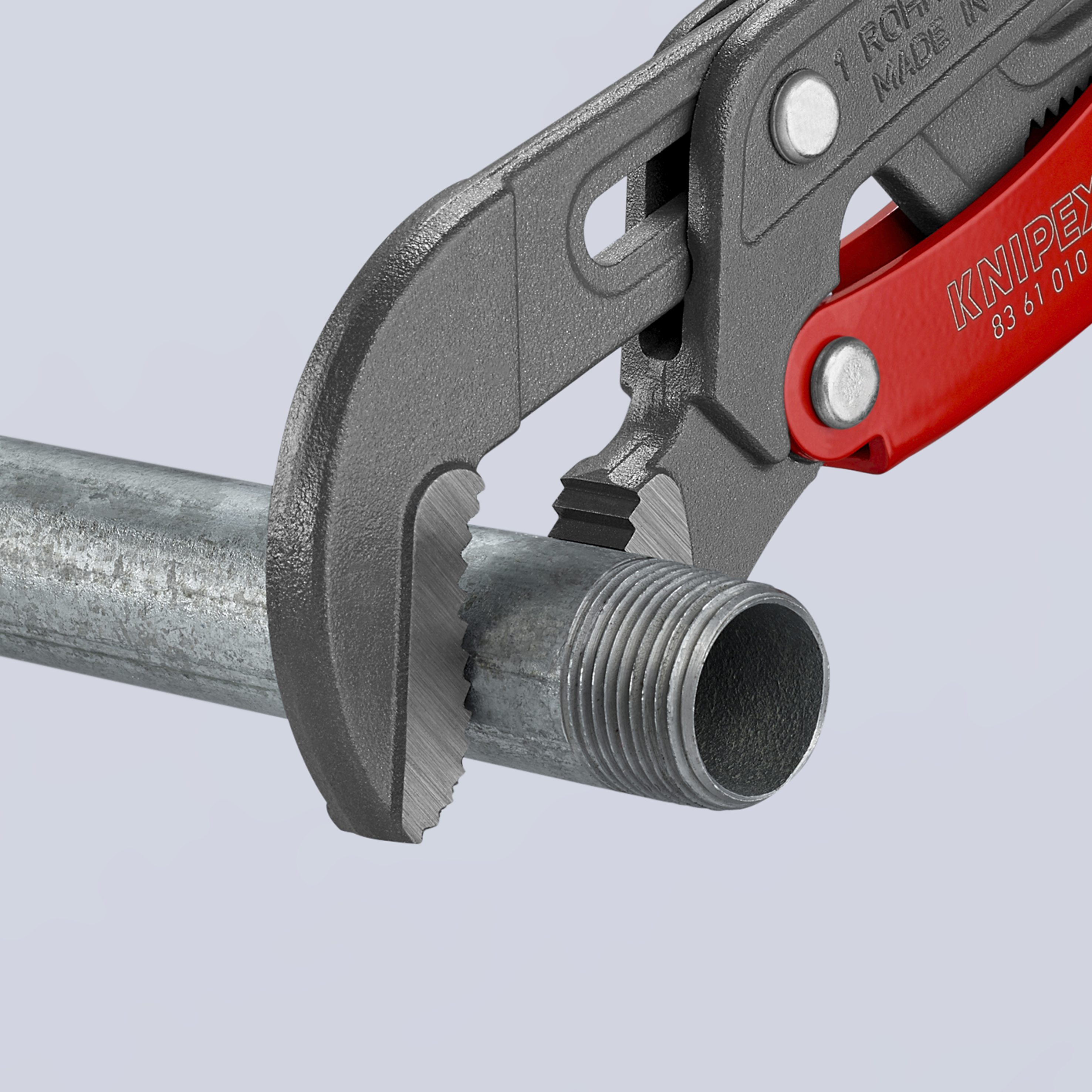 KNIPEX KNIPEX 83 61 010 Rohrzange S-Maul mit Schnelleinstellung 330 mm grau pulverbeschichtet mit Kunststoff überzogen