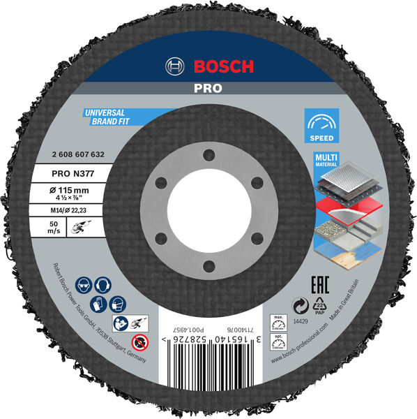 BOSCH PRO N377 Reinigungsscheibe, 115 mm, 22.23 mm BOSCH PRO N377 Reinigungsscheibe, 115 mm, 22.23 mm