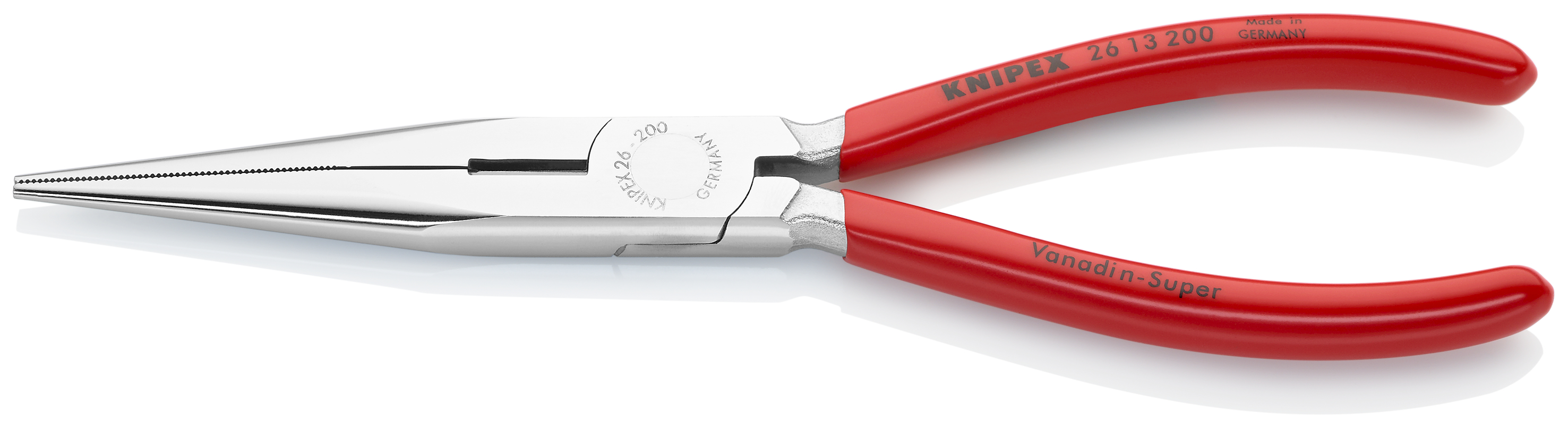 KNIPEX KNIPEX 26 13 200 Flachrundzange mit Schneide (Storchschnabelzange) 200 mm verchromt mit Kunststoff überzogen