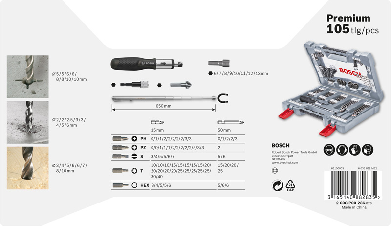 BOSCH 105-tlg. Premium X-Line Bohrer- und Schrauber-Set