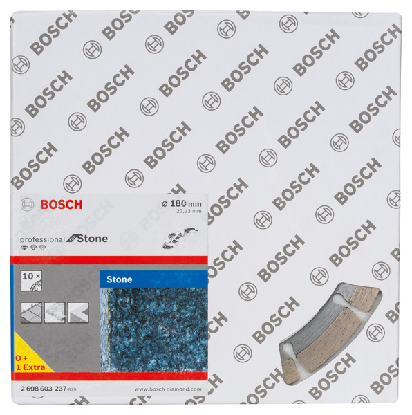 BOSCH Diamanttrennscheibe Standard for Stone, 180 x 22,23 x 2 x 10 mm, 10er-Pack