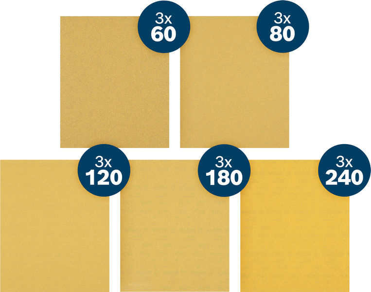 BOSCH EXPERT C470 A4 Schleifpapier, 230x280mm, K60/80/120/180/240, 15tlg. Starter Pack