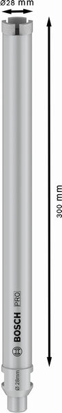 BOSCH PRO Nassbohrkrone, 28 x 300 mm, G 1/2 Zoll BOSCH PRO Nassbohrkrone, 28 x 300 mm, G 1/2 Zoll