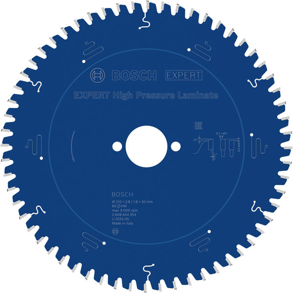 BOSCH EXPERT High Pressure Laminate Kreissägeblatt, 210x2,8/1,8x30 mm, Z60