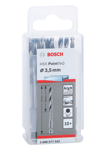 BOSCH HSS PointTeQ Sechskantbohrer 3,5 mm, 10er-Pack
