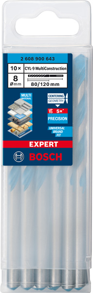 BOSCH EXPERT CLY-9 Multi Construction Bohrer-Set, 8x80x120 mm, 10-tlg. BOSCH EXPERT CLY-9 Multi Construction Bohrer-Set, 8x80x120 mm, 10-tlg.