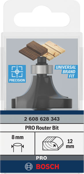 BOSCH PRO Abrundfräser, R 12, Schaft 8 mm BOSCH PRO Abrundfräser, R 12, Schaft 8 mm