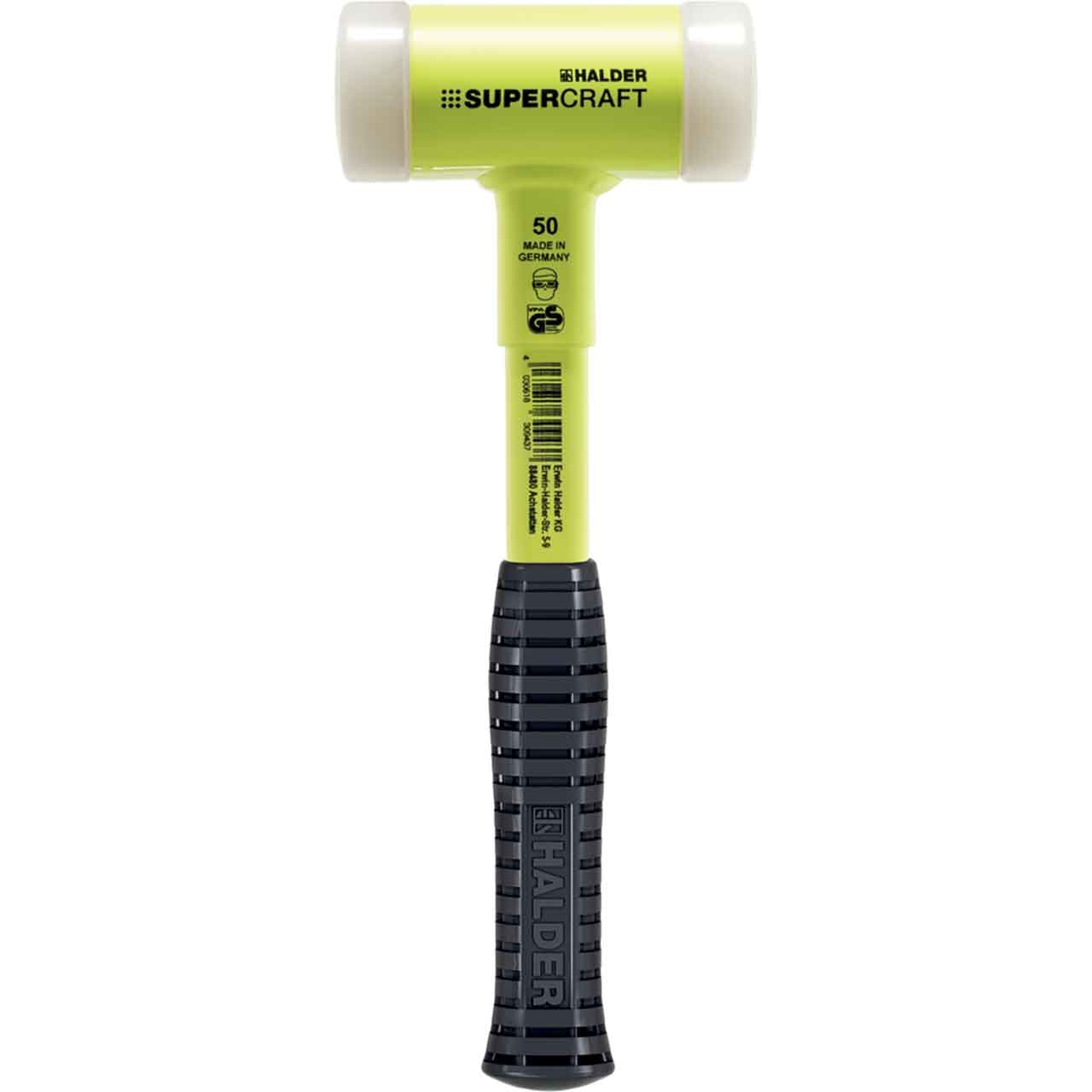 HALDER SUPERCRAFT-Schonhammer, rückschlagfrei, gelb lackiert, Ø50mm