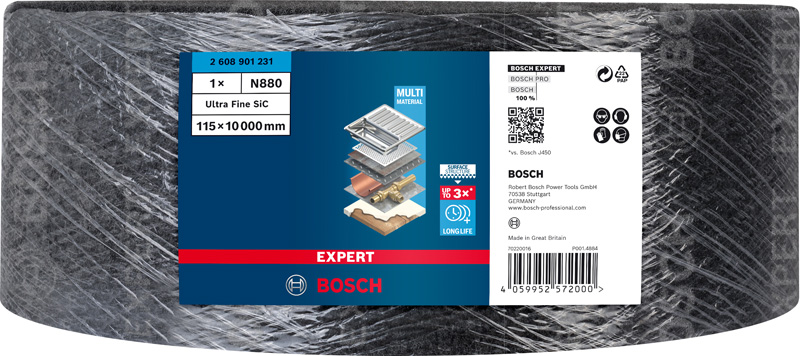 BOSCH EXPERT N880 Vliesrolle, 115x10mm, Ultra feines SiC BOSCH EXPERT N880 Vliesrolle, 115x10mm, Ultra feines SiC