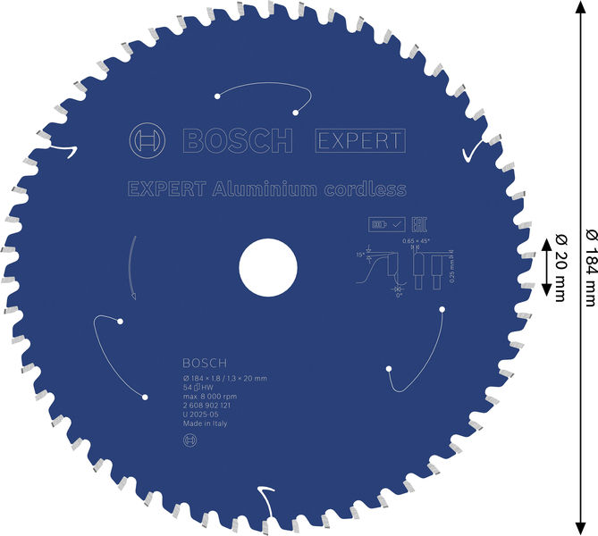 BOSCH EXPERT Aluminium Kreissägeblatt, 184x20 mm, Z54 BOSCH EXPERT Aluminium Kreissägeblatt, 184x20 mm, Z54