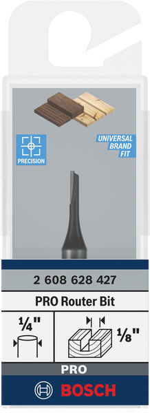 BOSCH PRO Nutfräser, einschneidig, Ø 1/8" x L 19/64", Schaft 1/4"