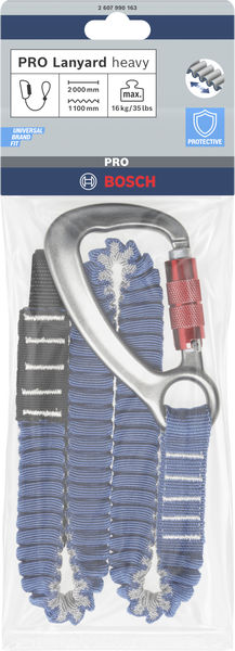 BOSCH PRO Sicherungsgurt, schwer, 16 kg, 1 Karabiner und 1 flache Kordschlaufe
