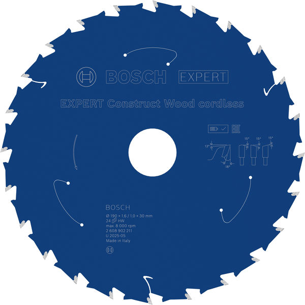 BOSCH EXPERT Construct Wood Kreissägeblatt, 190x1,6x30 mm, T24 BOSCH EXPERT Construct Wood Kreissägeblatt, 190x1,6x30 mm, T24