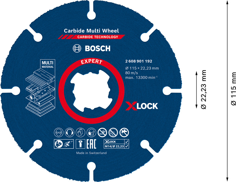 BOSCH EXPERT Carbide Multi Wheel X-LOCK Trennscheibe, 115 mm, 22,23 mm