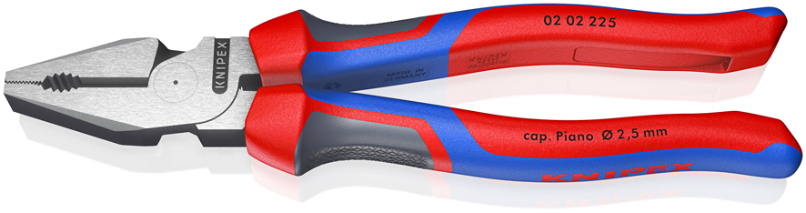 KNIPEX KNIPEX 02 02 225 SB Kraft-Kombizange 225 mm schwarz atramentiert mit Comfort-Griffen poliert