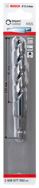 BOSCH HSS Spiralbohrer mit Sechskantschaft 9,0 mm BOSCH HSS Spiralbohrer mit Sechskantschaft 9,0 mm