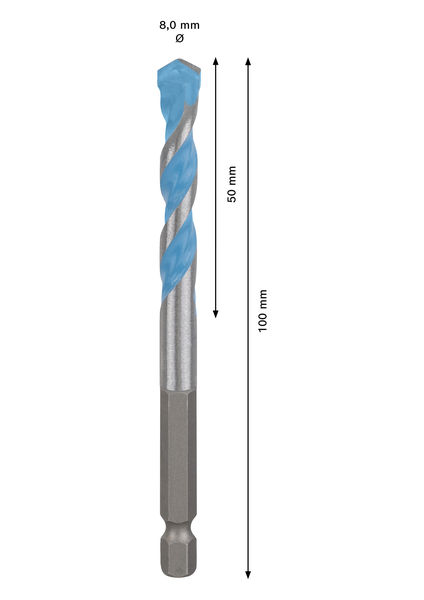 BOSCH EXPERT HEX-9 Multi Construction Bohrer, 8 x 50 x 100 mm