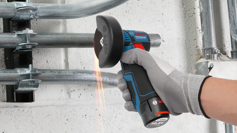BOSCH Akku-Winkelschleifer GWS 12V-76 in Karton mit Trenn-/Schleifscheiben
