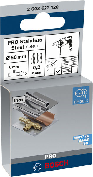 BOSCH PRO Stainless Steel clean Scheibenbürste, gerader Schaft, 50 x 0,2 mm