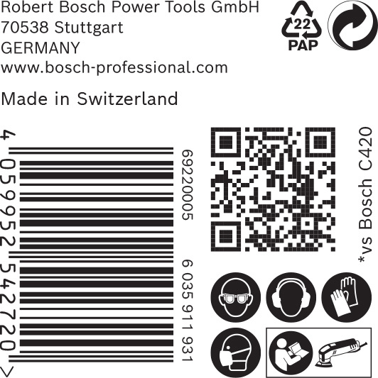 BOSCH EXPERT C470 Schleifblatt, 93x93mm, K400, 6 Löcher, 50-tlg.