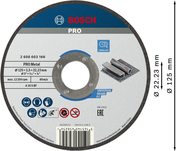 BOSCH PRO Metal Trennscheibe, 125 x 2.5 x 22.23 mm, gerade