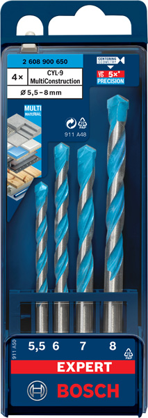 BOSCH EXPERT CYL-9 Multi Construction Bohrer-Set, 5,5x85/6x100/7x100/8x120 mm, 4-tlg. BOSCH EXPERT CYL-9 Multi Construction Bohrer-Set, 5,5x85/6x100/7x100/8x120 mm, 4-tlg.