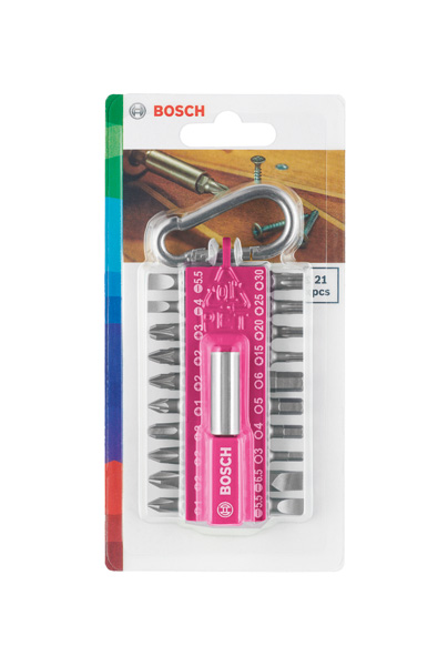 BOSCH 21-teiliges Schrauberbit-Set mit Snap-hook, Pink BOSCH 21-teiliges Schrauberbit-Set mit Snap-hook, Pink