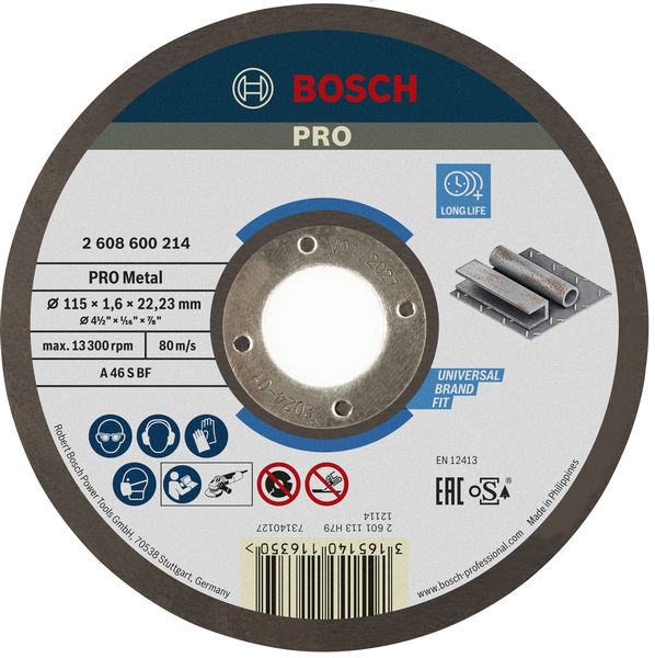 BOSCH PRO Metal Trennscheibe, 115 x 1.6 x 22.23 mm, gerade, oSa