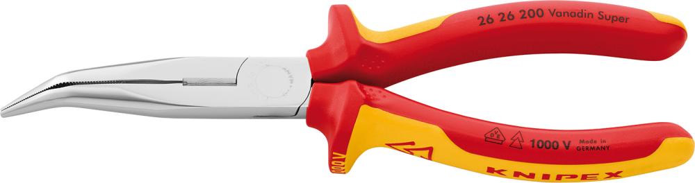 KNIPEX 26 26 200 Flachrundzange mit Schneide (Storchschnabelzange) isoliert mit Mehrkomponenten-Hüllen, VDE-geprüft verchromt 200 mm KNIPEX 26 26 200 Flachrundzange mit Schneide (Storchschnabelzange) isoliert mit Mehrkomponenten-Hüllen, VDE-geprüft verchromt 200 mm