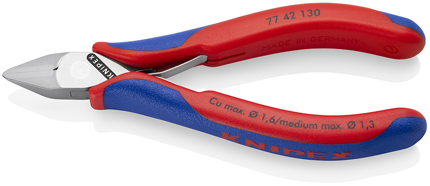 KNIPEX KNIPEX 77 42 130 Elektronik-Seitenschneider mit durchgestecktem Gelenk 130 mm mit Mehrkomponenten-Hüllen spiegelpoliert KNIPEX KNIPEX 77 42 130 Elektronik-Seitenschneider mit durchgestecktem Gelenk 130 mm mit Mehrkomponenten-Hüllen spiegelpoliert
