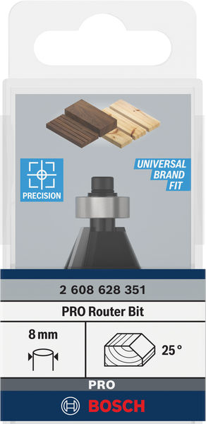 BOSCH PRO Fasefräser, 25°, Schaft 8 mm BOSCH PRO Fasefräser, 25°, Schaft 8 mm