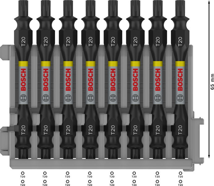 BOSCH PRO Impact Schrauberbit mit Doppelklingen und Pick and Click, T20, 65 mm, 8-tlg.