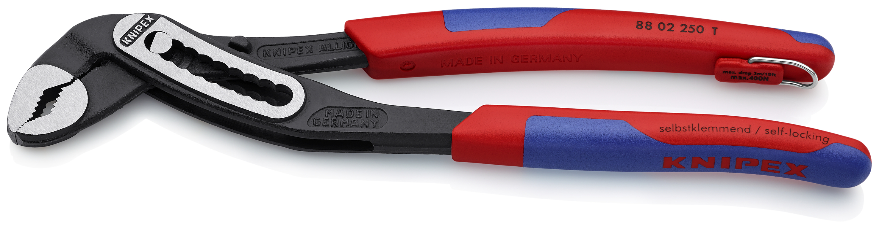 KNIPEX KNIPEX 88 02 250 T Alligator® Wasserpumpenzange 250 mm schwarz atramentiert mit schlanken Mehrkomponenten-Hüllen, mit integrierter Befestigungsöse zum Anbringen einer Absturzsicherung poliert KNIPEX KNIPEX 88 02 250 T Alligator® Wasserpumpenzange 250 mm schwarz atramentiert mit schlanken Mehrkomponenten-Hüllen, mit integrierter Befestigungsöse zum Anbringen einer Absturzsicherung poliert