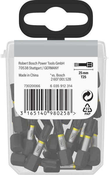 BOSCH PRO Torx Impact Bit, T25, 25 mm, Display, 10 x 25-tlg BOSCH PRO Torx Impact Bit, T25, 25 mm, Display, 10 x 25-tlg