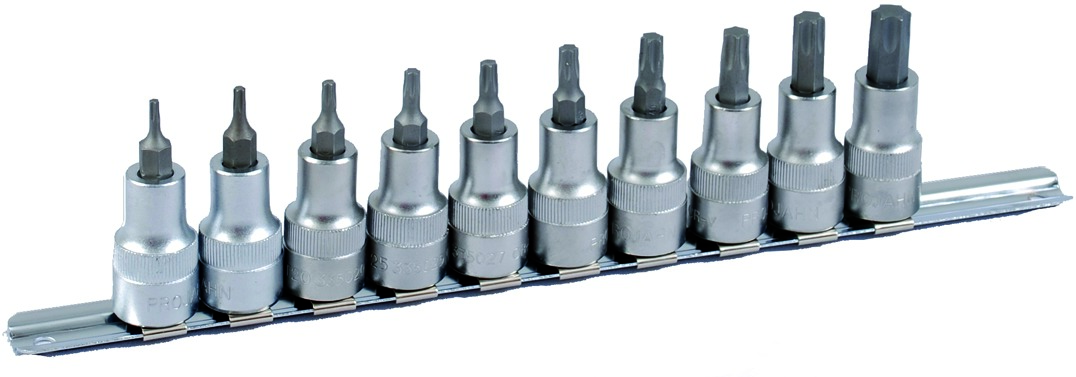 PROJAHN 1/2" Bit Stecknuss Satz auf Schiene 10tlg TX, 60mm