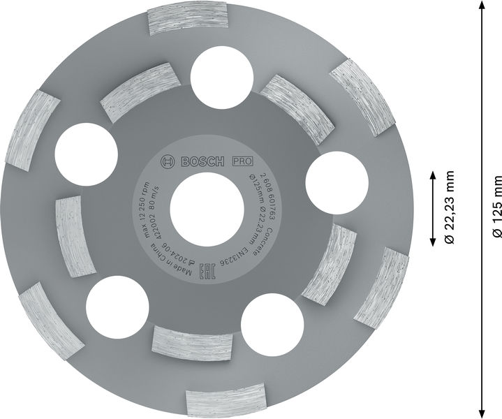 BOSCH PRO Abrasive Topfscheibe, 50 x 125 mm, 22,23 mm