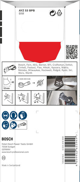 BOSCH PRO AYZ 53 BPB Dual-Tec Blatt für Multifunktionswerkzeuge, 53 x 40 mm, 5-tlg.