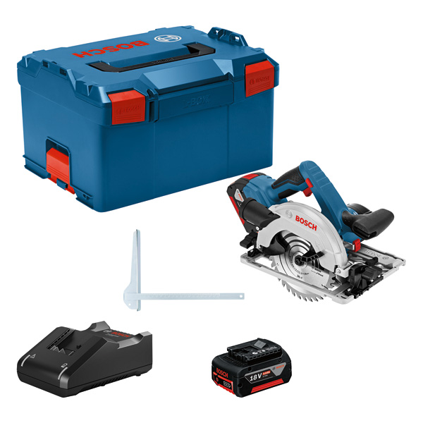 BOSCH Akku-Kreissäge GKS 18V-57 G, mit 2x 4,0 Ah Li-Ion Akku, in L-BOXX