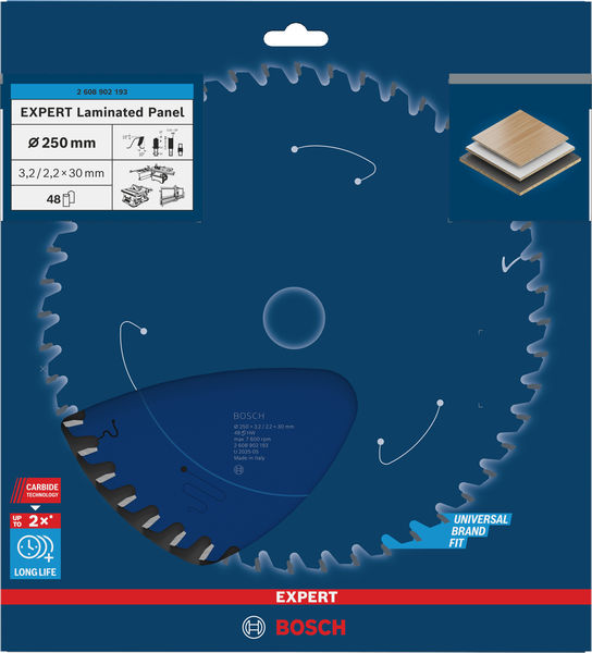 BOSCH EXPERT Laminated Panel Kreissägeblatt, 250x30 mm, Z48