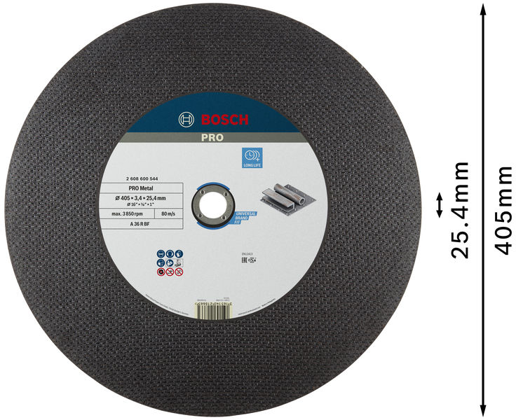 BOSCH PRO Metal Gebundene Trennscheibe, 400 x 3,2 x 25,4 mm