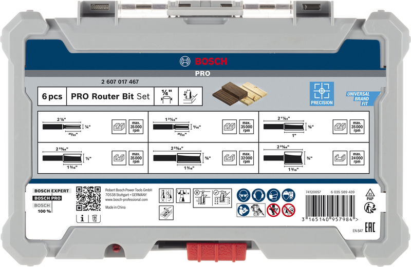 BOSCH PRO Nutfräser-Set, Schaft 1/4", 6-tlg