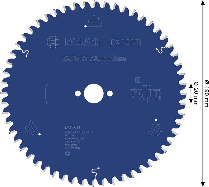 BOSCH EXPERT Aluminium Kreissägeblatt, 190x2,6/1,6x20 mm, Z56