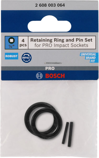 BOSCH Set mit Haltering und Stift für PRO Impact Steckschlüsseleinsätze,1/4", 4-tlg. BOSCH Set mit Haltering und Stift für PRO Impact Steckschlüsseleinsätze,1/4", 4-tlg.