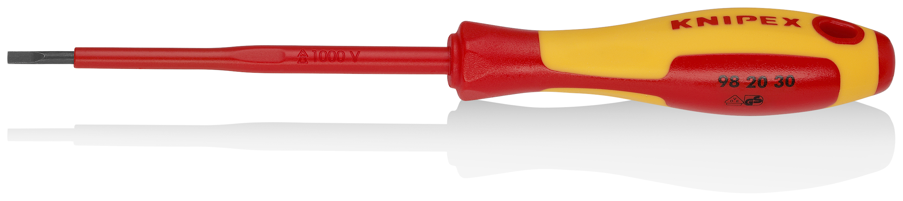 KNIPEX KNIPEX 98 20 30 Schraubendreher für Schlitzschrauben 202 mm brüniert isolierender Mehrkomponenten-Griff, VDE-geprüft